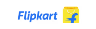 Flipkart logo with stylized blue text and yellow shopping bag icon featuring a blue 'f'.