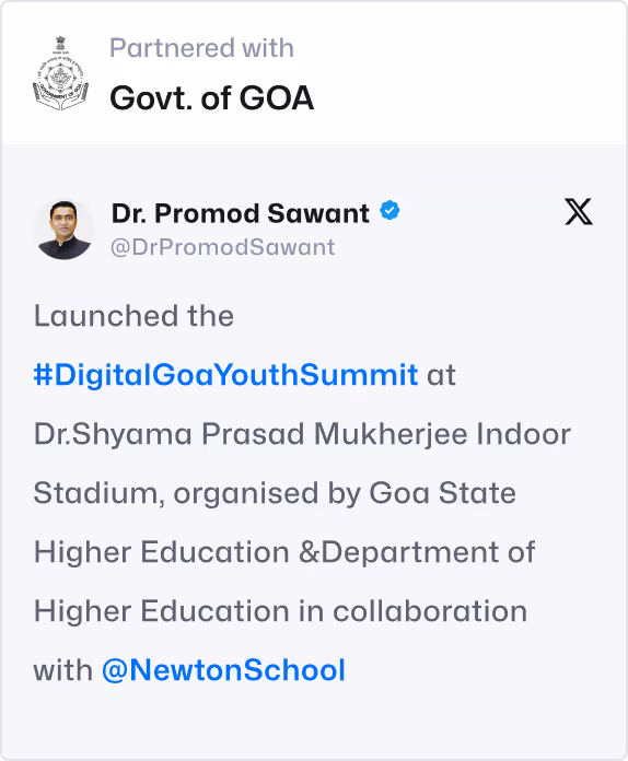 Dr. Pramod Sawant announcing the Digital Goa Youth Summit with Newton School.