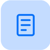 Blue document icon with three horizontal lines on a light blue rounded square background.