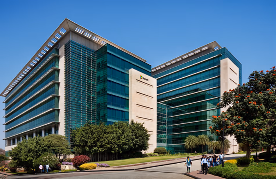 Microsoft office building in Hyderabad.