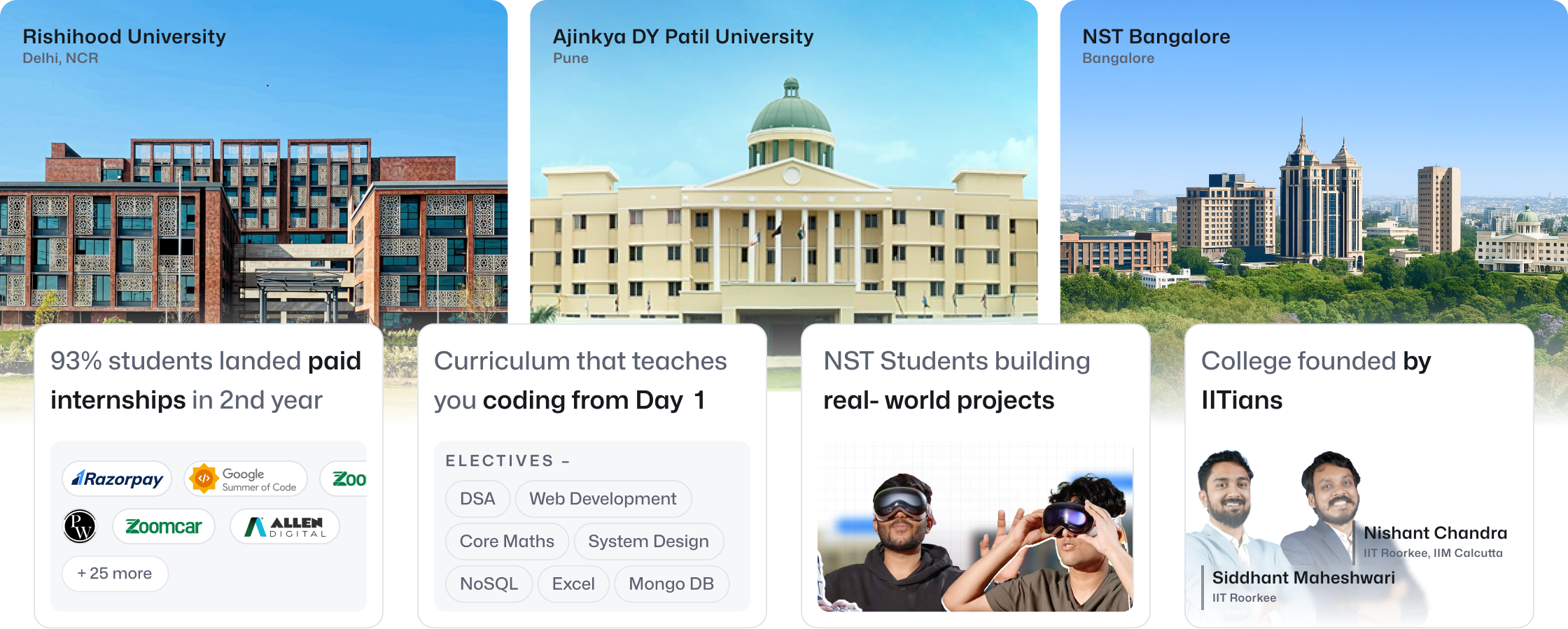 NST Campus in Delhi, Pune and Bengaluru