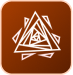 Abstract triangular shapes in a rounded square with a brown gradient background.