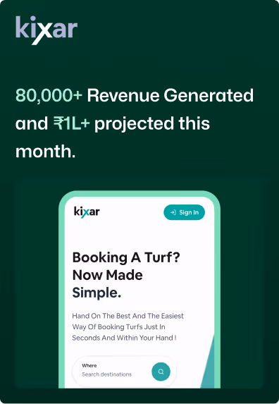 Kixar app — 3 million+ revenue, with Jitesh Sharma as brand ambassador.