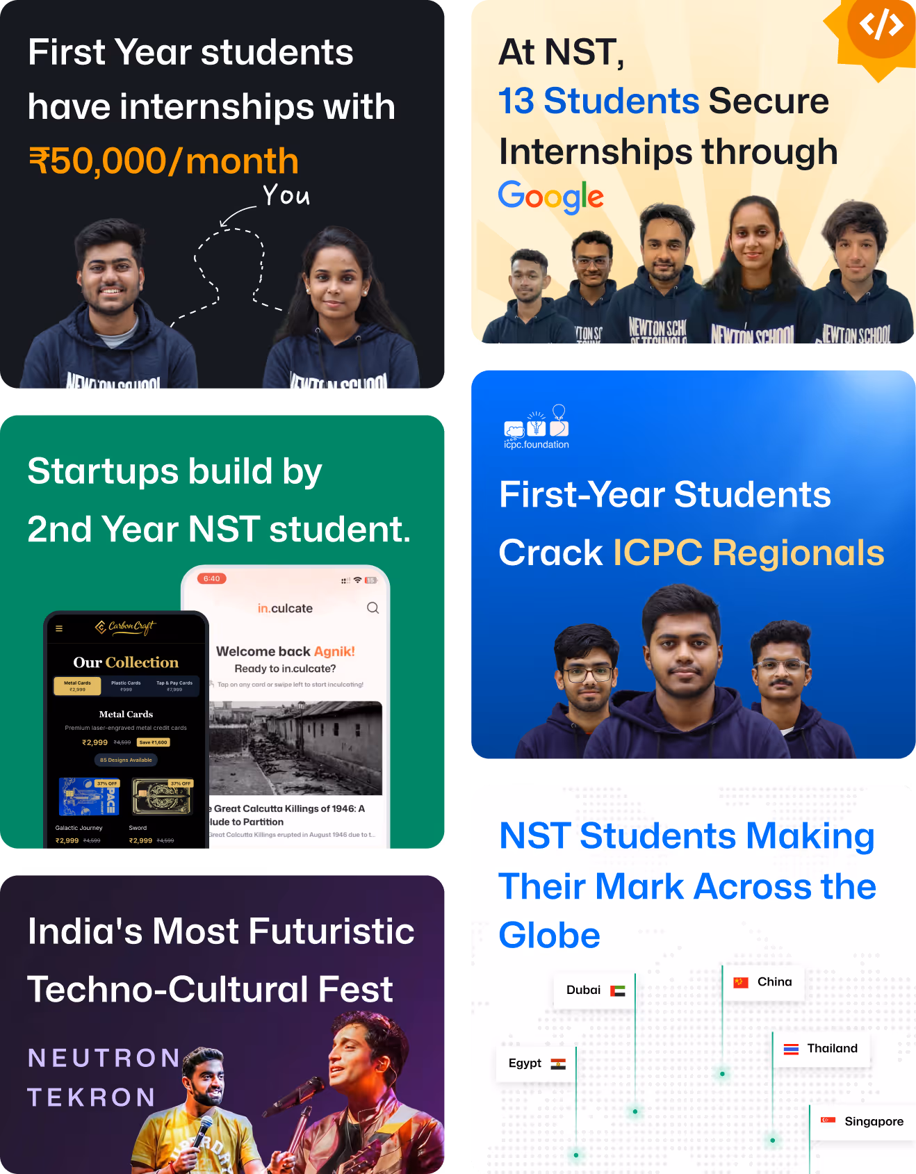 NST students securing internships, building startups, and winning competitions