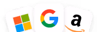 Microsoft, Google and Amazon logos
