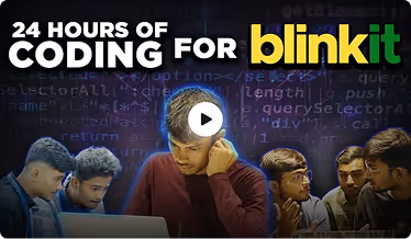 Five young men coding intensely in a 24-hour Blinkit hackathon.