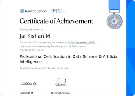 Newton School Data Science and AI certificate