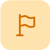 Brown flag icon on a rounded square beige background.