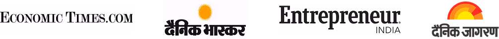 Logos of Economic Times, Dainik Bhaskar, Entrepreneur India, and Dainik Jagran.