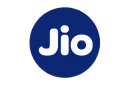 Jio brand logo with white text on a blue circular background.