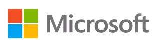 Microsoft logo with four colored squares and the word Microsoft.