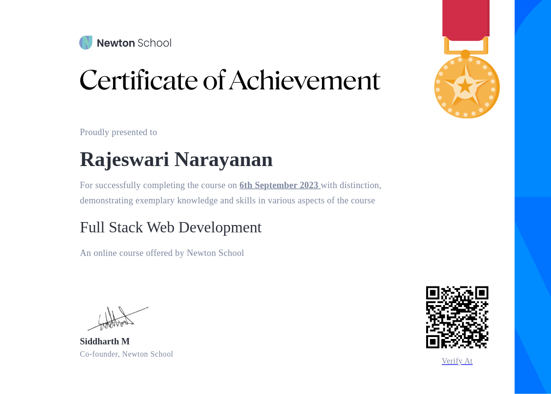 "Rajeswari Narayanan got certified!"